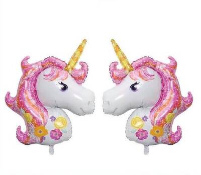 Çiçekli Unicorn Mini Shap Folyo Balon 2 Adet - 1