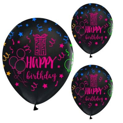 Floresan Happy Birthday Latex Balon 10 Lu - 1