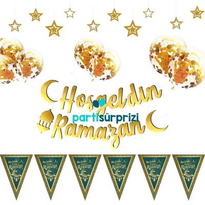 Hoş Geldin Ramazan Gold Konfetili Balon Set - 1