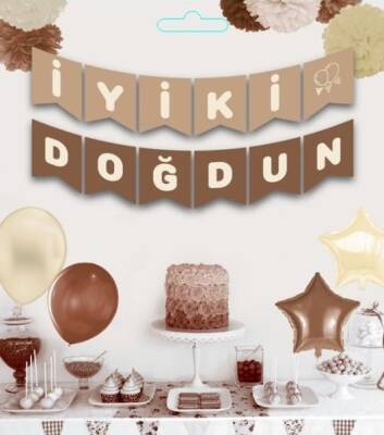 İyi Ki Doğdun Krem Kahverengi Banner - 1