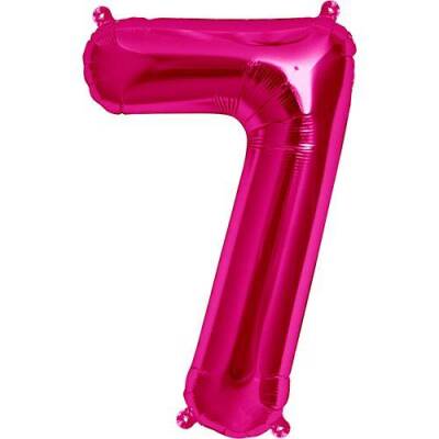 Pembe 7 Rakam Folyo Balon 40 cm 1 Adet - 1