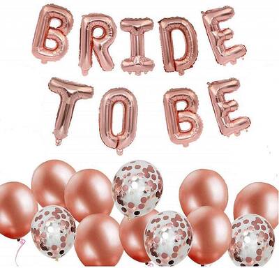 Rose Gold Bride To Be Konfetili Folyo Balon Set - 1