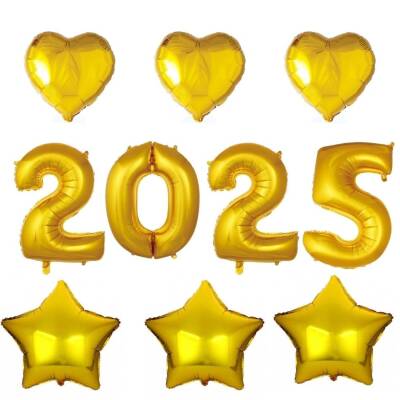 Yılbaşı Partisi Gold 2025 Folyo Balon Set - 1